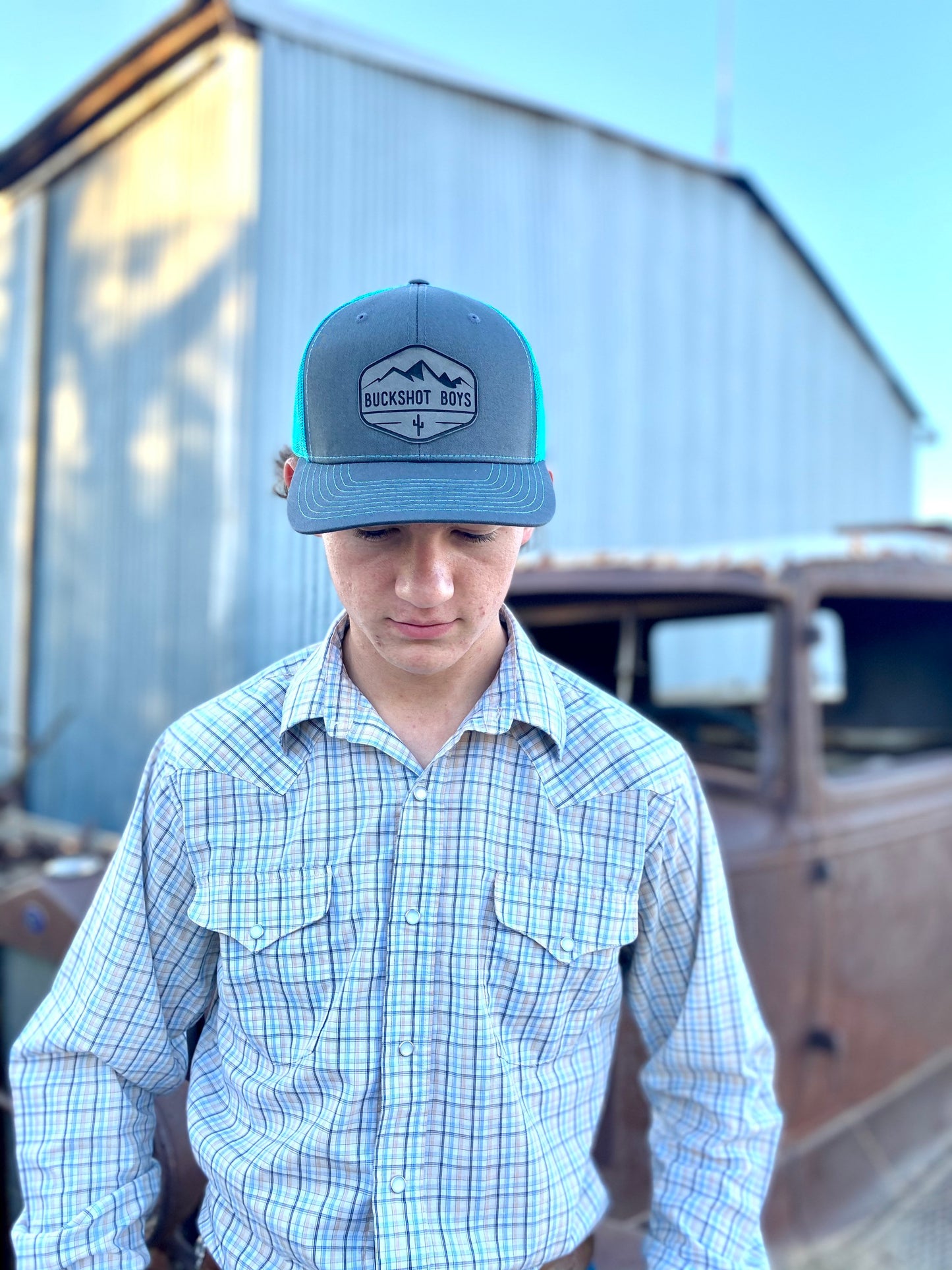 Buckshot Boys Hats, Trucker Caps, Leather Patch